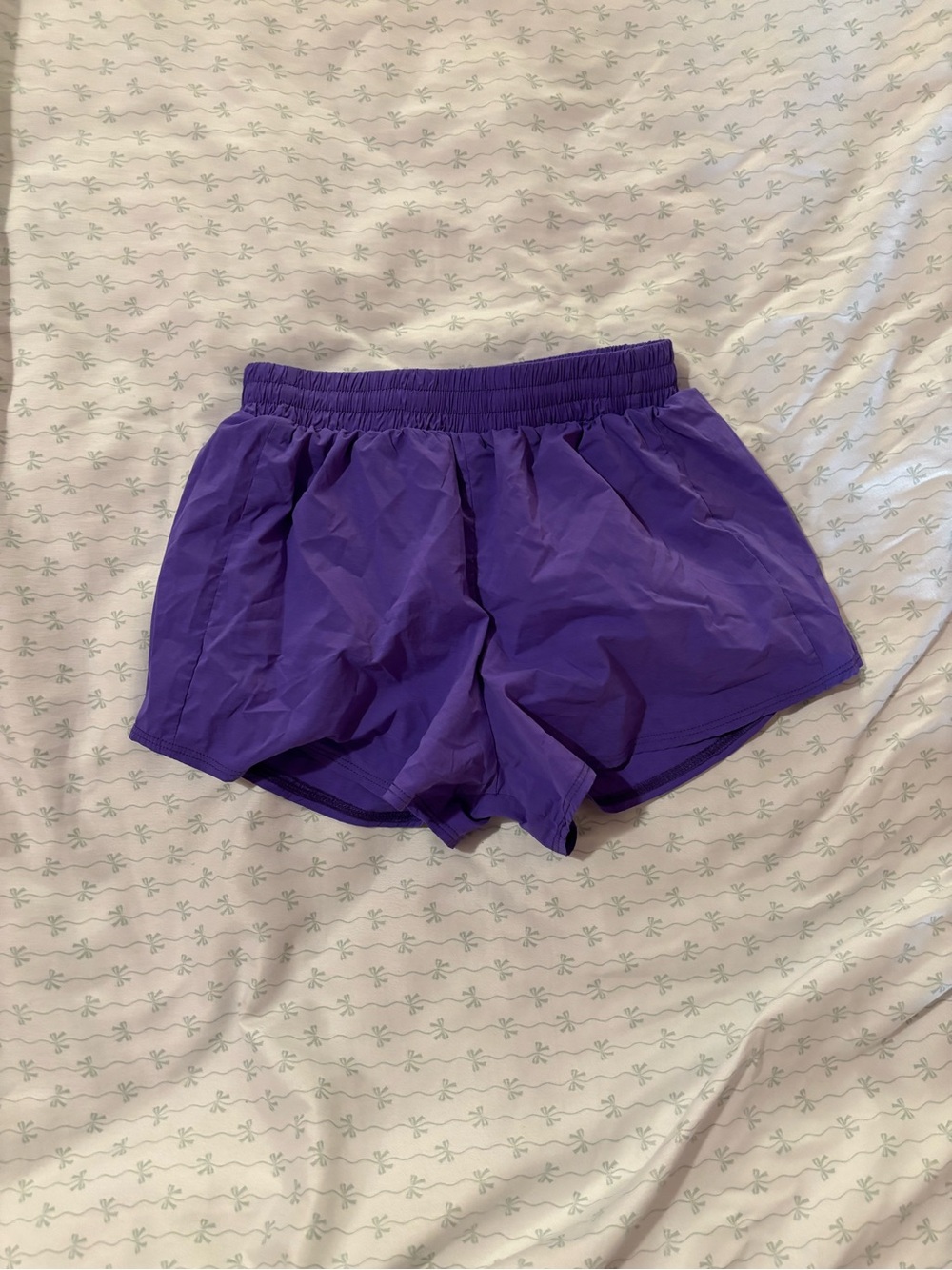 Girls' Purple Athletic Running Shorts with Elastic Waistband Five The Label